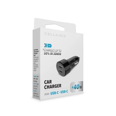 CARGADOR AUTO CELLAIRIS DUAL USB-C 40W