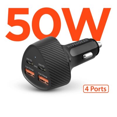 CARGADOR AUTO HYPERGEAR SPEEDBOOST 50W QUAD