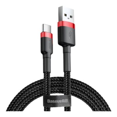 CABLE BASEUS USB-A a USB-C 2A 3mts BLACK RED